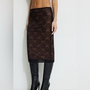 Dynamite Black Lace Midi Skirt